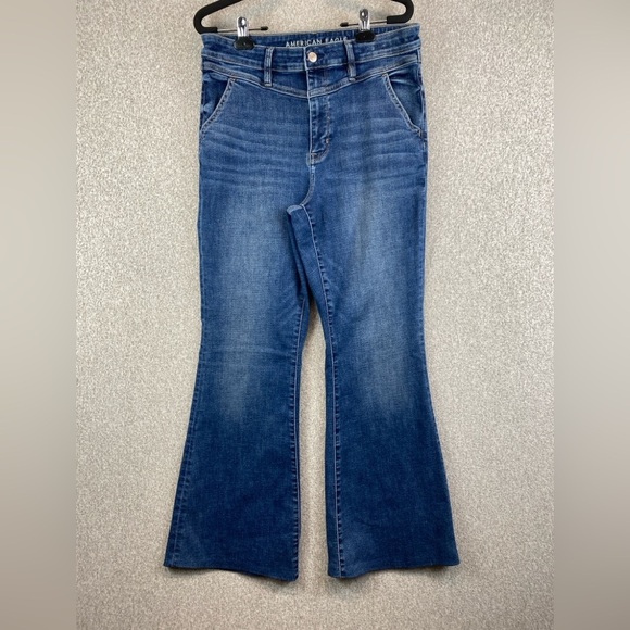 American Eagle super high rise flare jeans size 12 hemmed inseam 29” Y2K retro - Picture 1 of 13